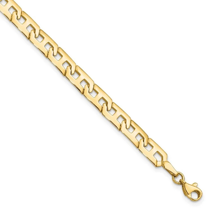 women zodiac bangles and bracelets -Curata 14k Yellow Gold Polished Fancy Link Bracelet 7.5 Inch