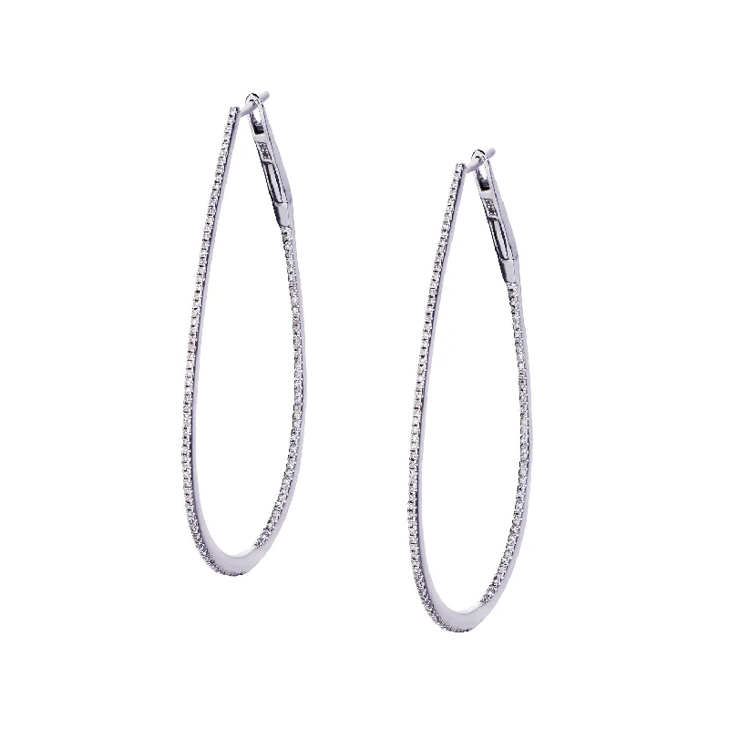 women floral stud earrings -DIAMOND TEARDROP HOOP EARRINGS