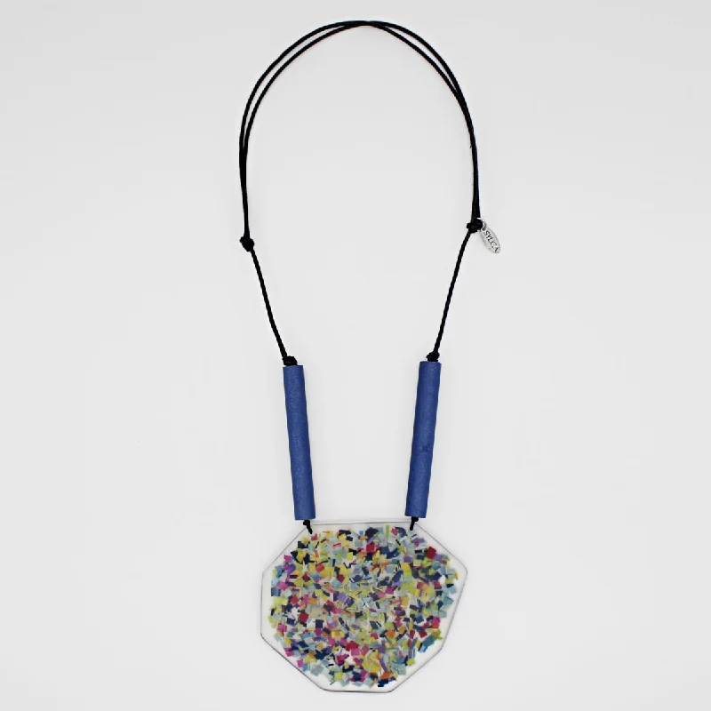 women heart-shaped necklaces -Blue Confetti Pendant Necklace