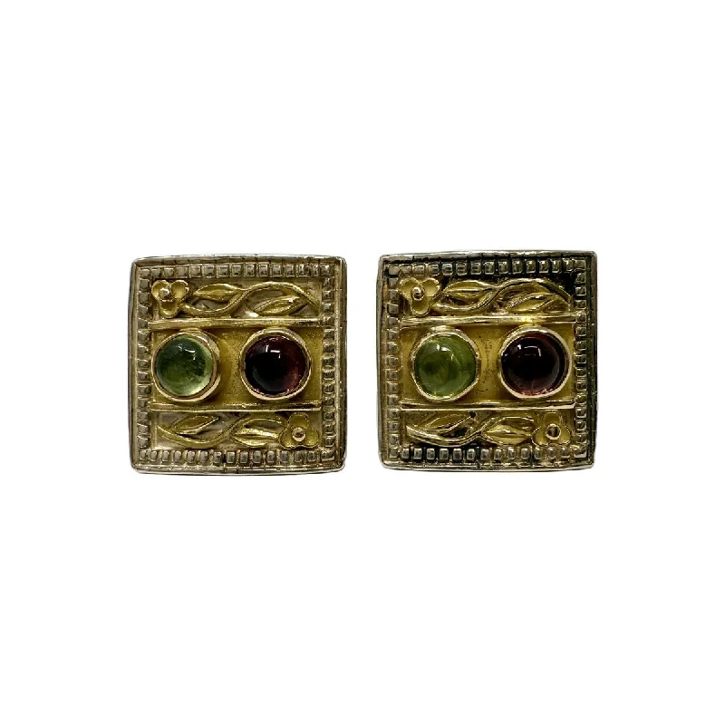 women colorful earrings -Konstantino Square Sterling Silver and 18K Gold Earrings