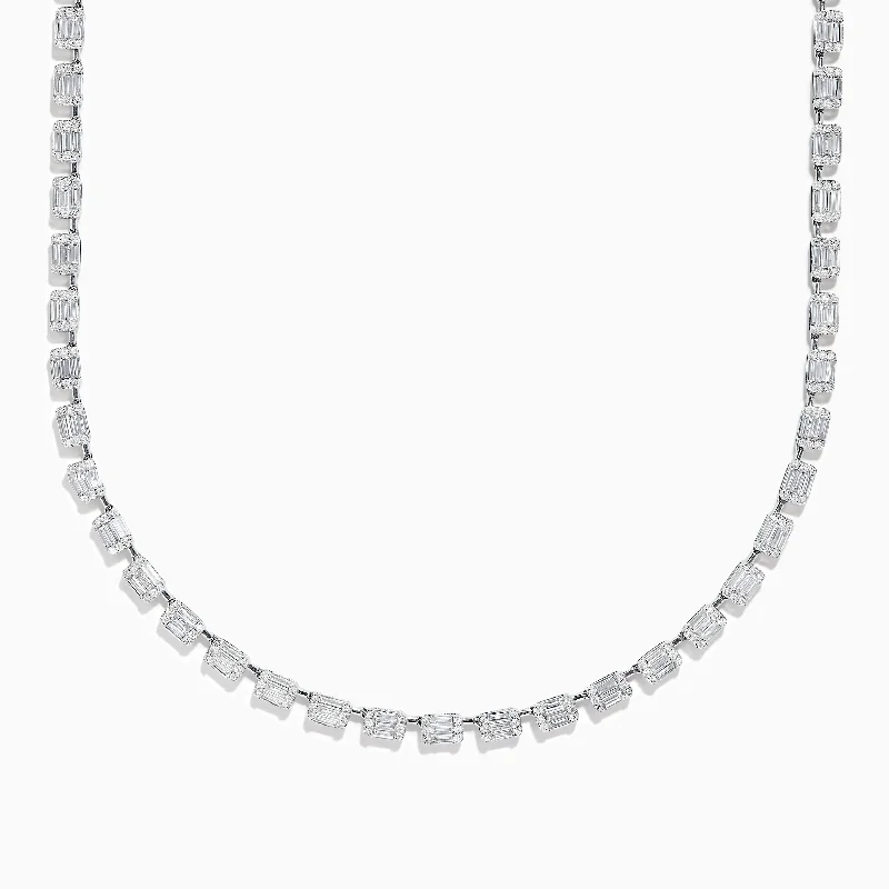 women statement necklaces -Classique 14K White Gold Diamond Tennis Necklace 7.92 TCW