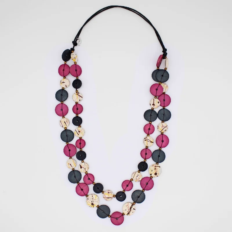 women celestial necklaces -Wine Aurelia Double Strand Necklace