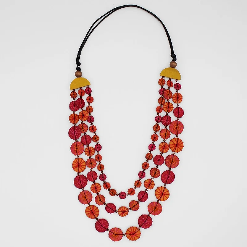 women delicate necklaces -Sundown Triple Strand Threaded Necklace