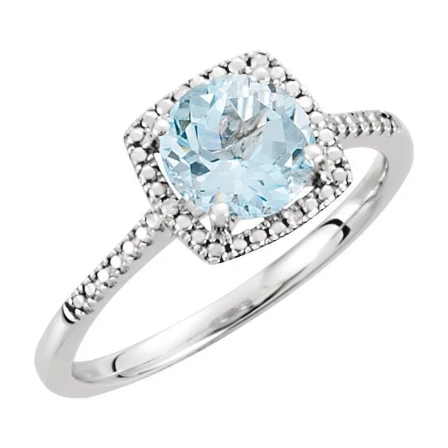 women rose gold cuff engagement rings -STERLING SILVER 1.55 CT SKY BLUE TOPAZ & .01 CTW DIAMOND HALO RING