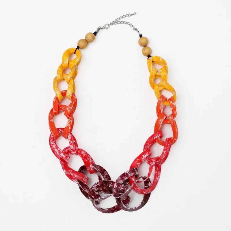 women diamond-studded necklaces -Red Ombre Marleigh Link Statement Necklace