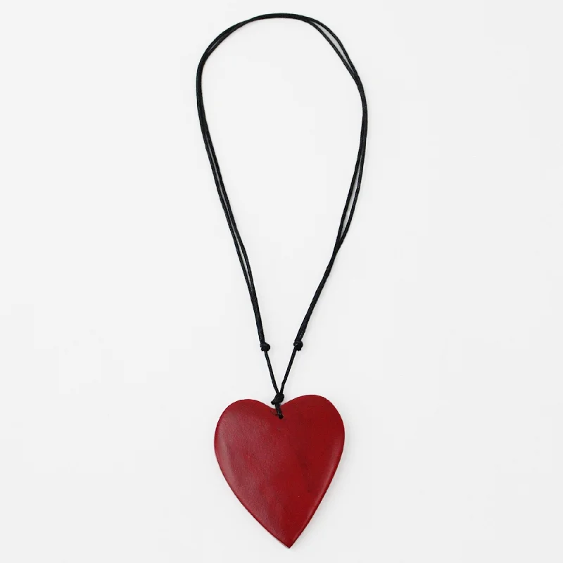 women ruby necklaces -Red Gabi Heart Wood Necklace