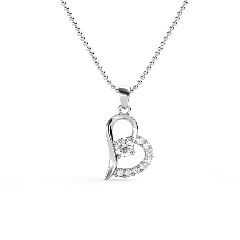 women birthstone pendant necklaces -Laila 18k White Gold Pendant Necklace  with Swarovski Crystals