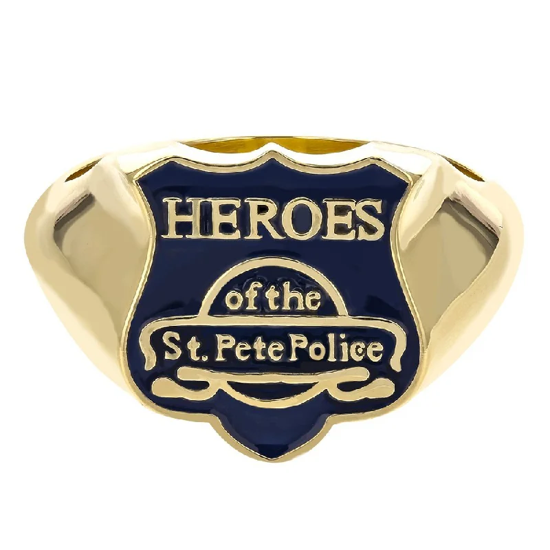 women vintage-inspired engagement rings -Mens 14Kt Heroes Of The St. Pete Police Ring