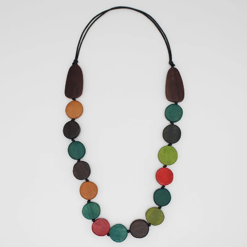 women vintage gold necklaces -Multi Color London Wood Bead Necklace