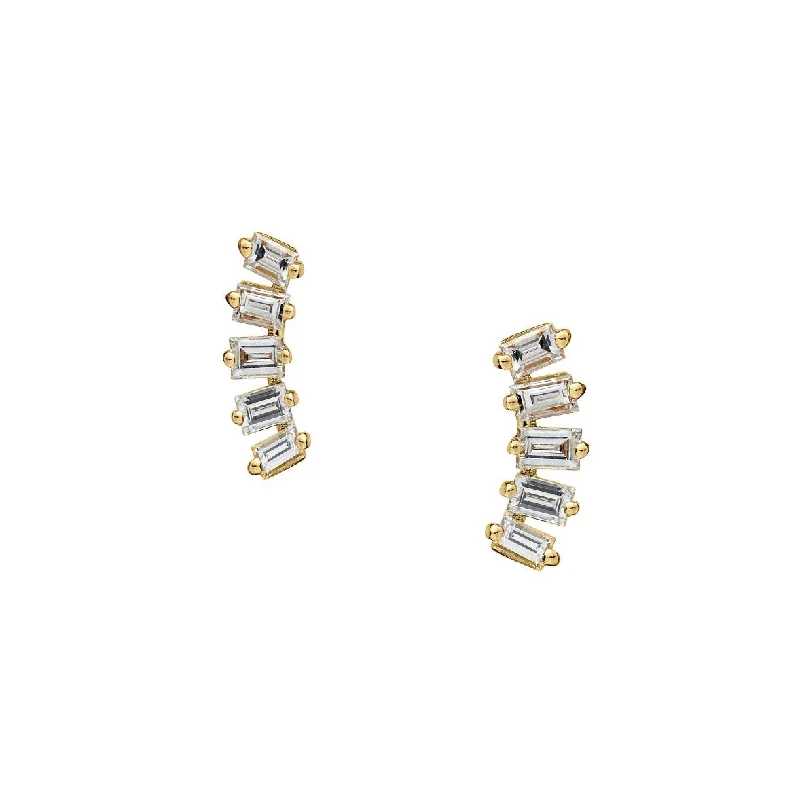 women cubic zirconia earrings -BAGUETTE DIAMOMD EARRINGS