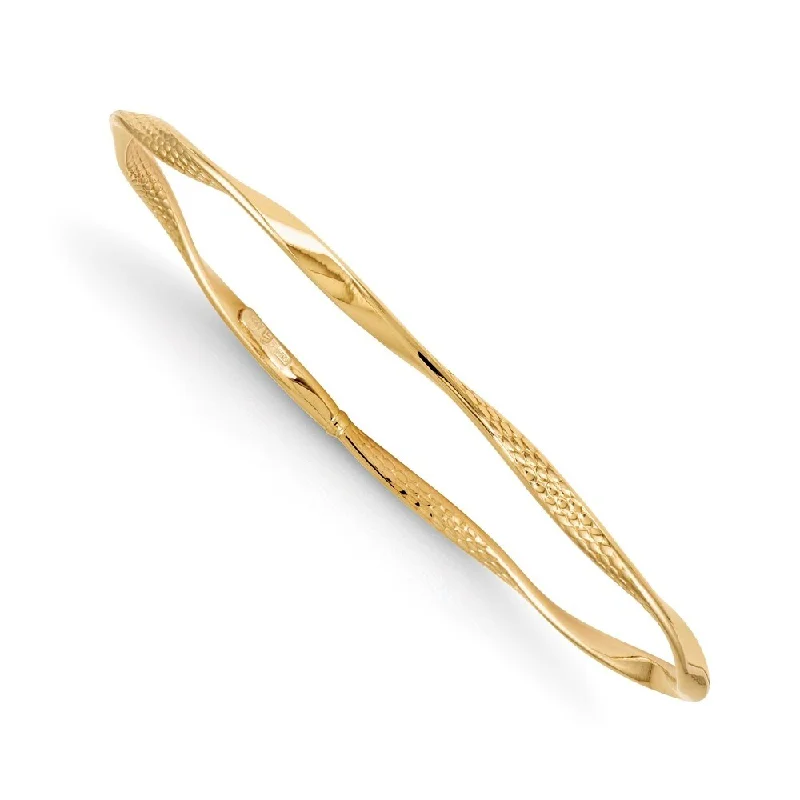 women geometric bangles and bracelets -14k Yellow Gold 2.8mm Textured Twisted Slip-on Bangle Bracelet