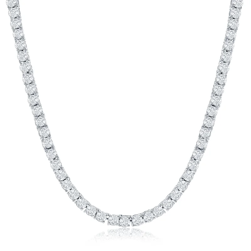 women chunky necklaces -Olivia 18k White Gold Plated Necklace with Simulated Diamond Crystals