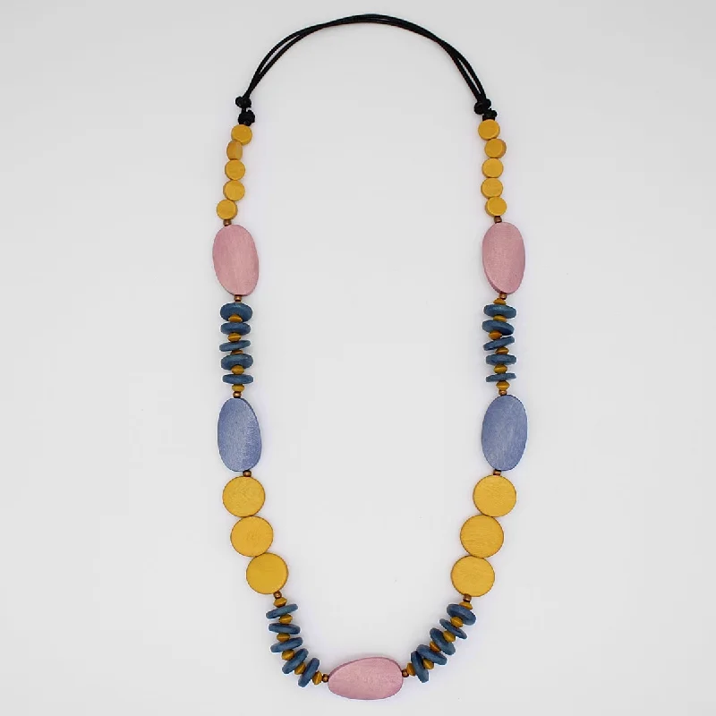 women diamond-studded necklaces -Multi-Color Wooden Tiggy Necklace