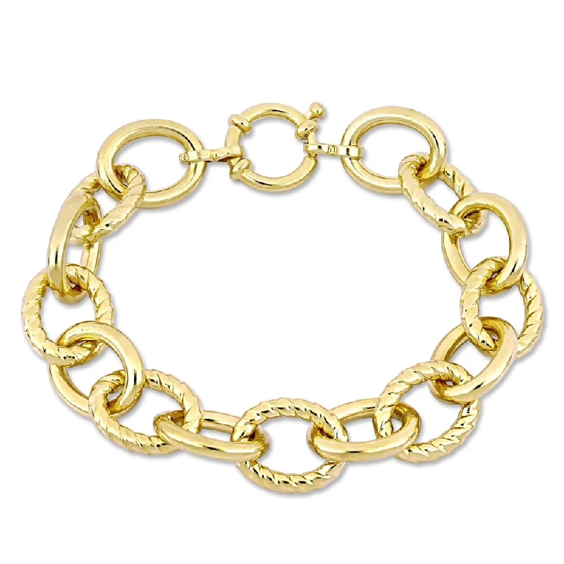 women art deco bangles and bracelets -Miadora Yellow Plated Sterling Silver Oval Link Bracelet