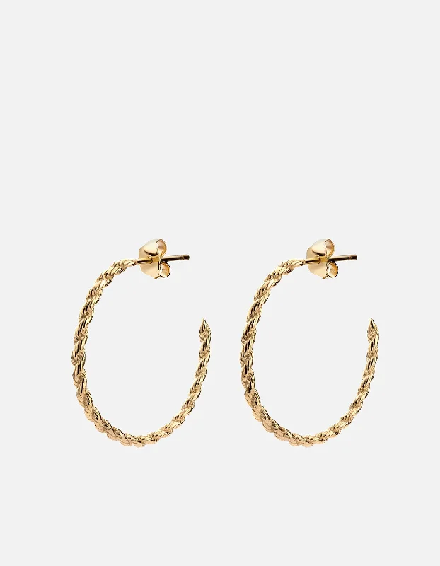 women pearl drop earrings -Rope Chain Hoop Earrings, Gold Vermeil