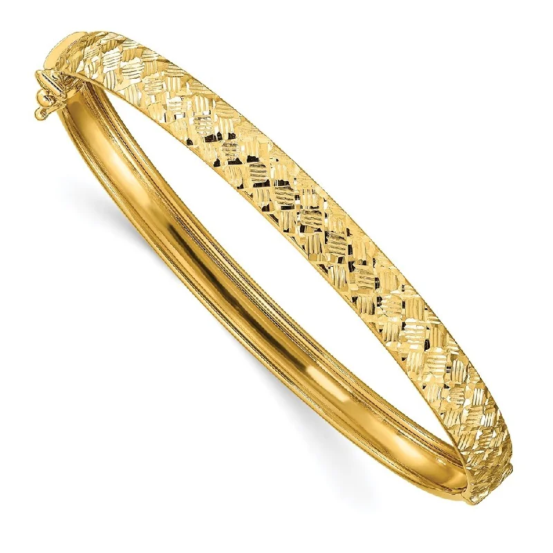 women floral bangles and bracelets -14k Yellow Gold 6.45mm Polished Diamond-Cut Bangle Bracelet