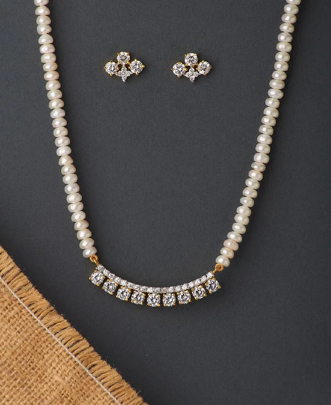 women bar necklaces -Beautiful Real Pearl Necklace Set