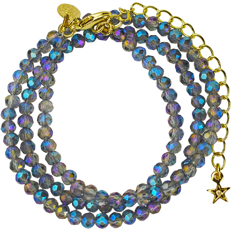 women silver chain necklaces -Shimmer Bead 18" Necklace (Goldtone/Mystic Blue)