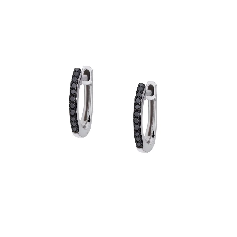 women art deco earrings -BLACK DIAMOND HUGGIE EARRINGS