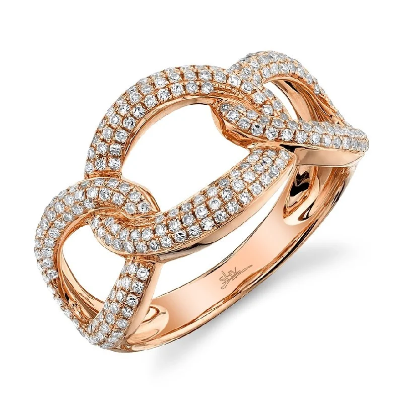 women classic bangle engagement rings -14KT GOLD 0.55 CTW DIAMOND INTERLOCKING OPEN CIRCLE RING