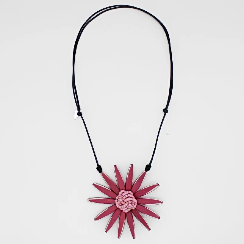 women elegant layered necklaces -Magenta Amaya Flower Statement Necklace