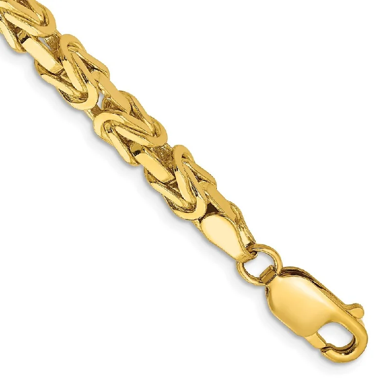 women floral charm bangles and bracelets -14k Yellow Gold 4mm Byzantine Chain Bracelet, 7"