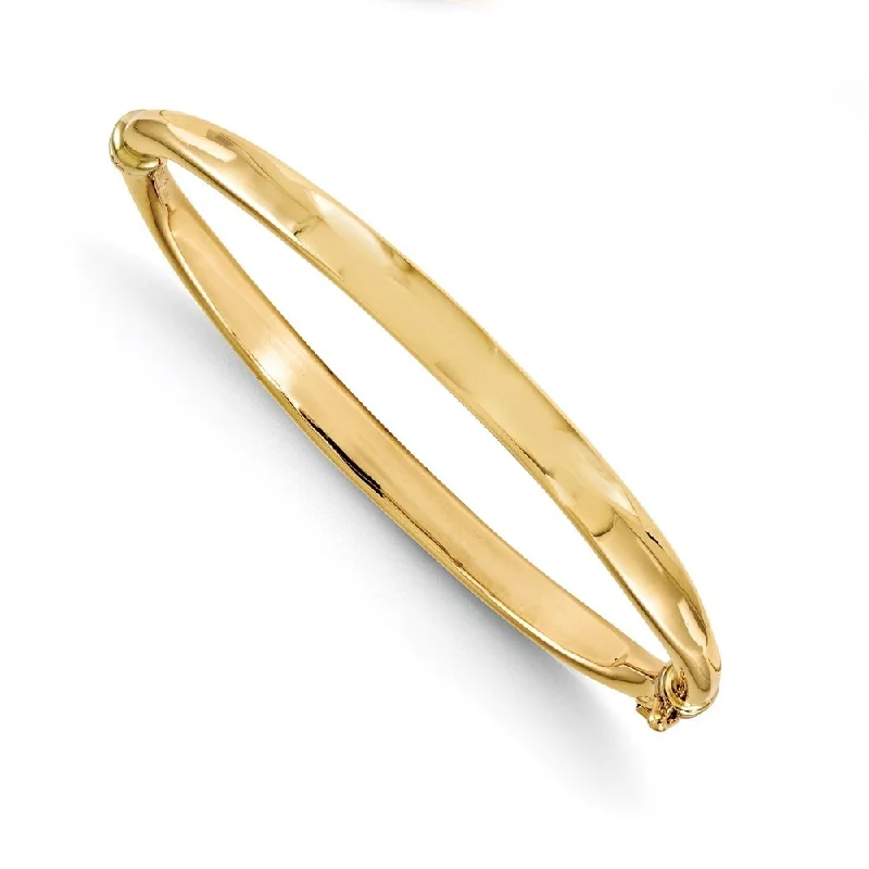 women pearl and diamond bangles and bracelets -14k Yellow Gold 5.6mm Hinged Bangle Bracelet