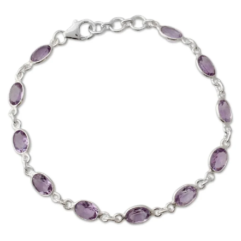 women leather bangles and bracelets -NOVICA Handmade Romantic Violet Sterling Silver Bracelet (India)