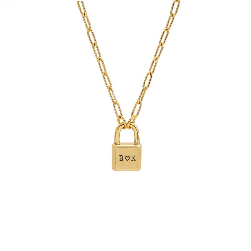 women intertwined necklaces -Personalized Lock Necklace