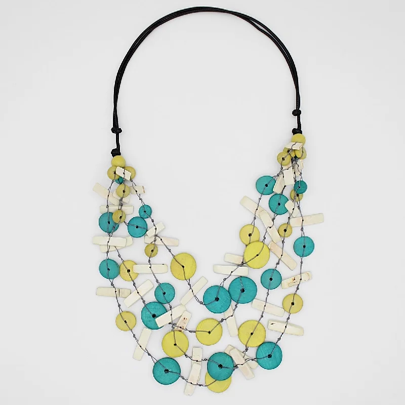 women double-layer necklaces -Yellow Multi Strand Orah Necklace