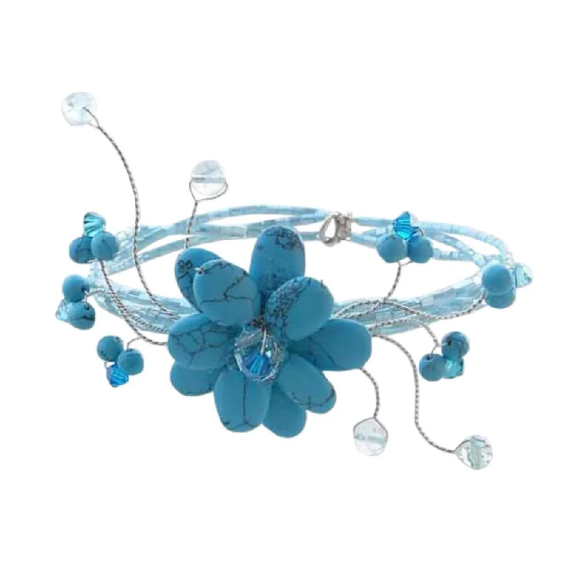 women infinity bangles and bracelets -NOVICA Handmade Sky Bouquet Turquoise Beaded Bracelet (Thailand)