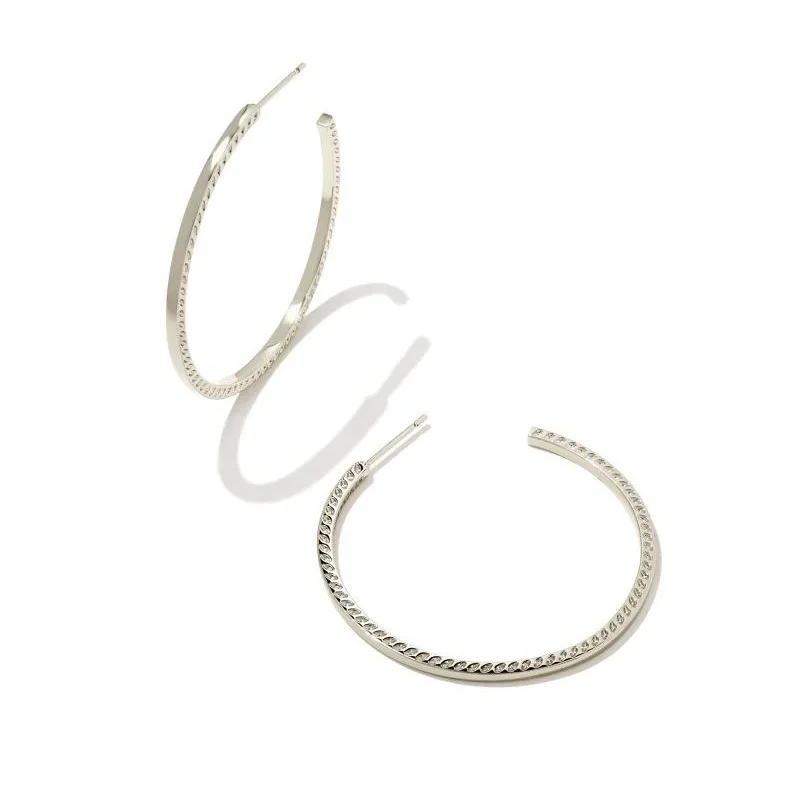 women pearl and diamond earrings -Kendra Scott | Sylvie Hoop Earrings in Silver