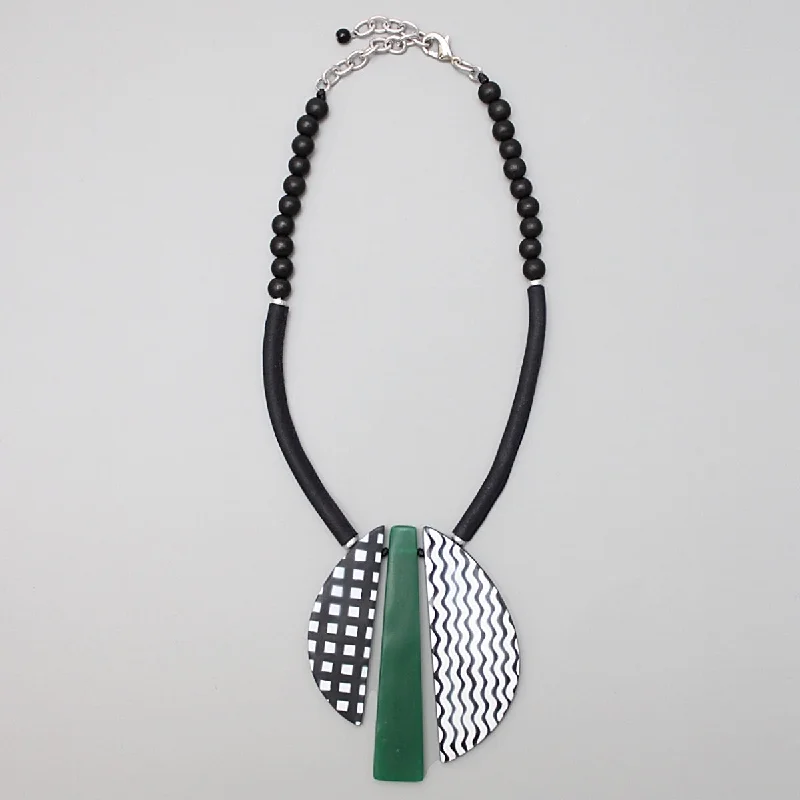 women crescent moon necklaces -Emerald Lunetta Necklace