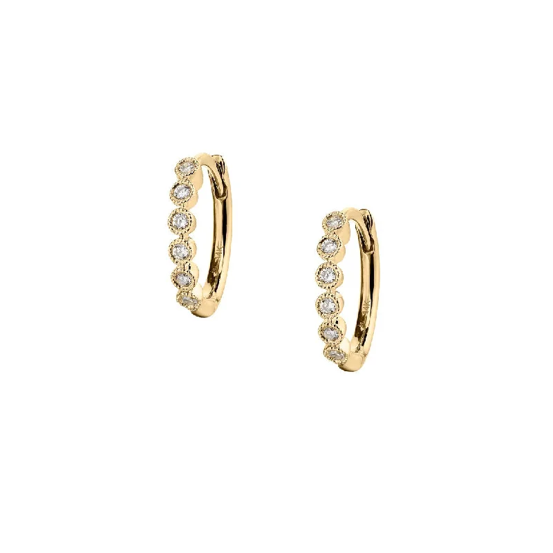 women jade earrings -BEZEL SET DIAMOND HUGGIE EARRINGS