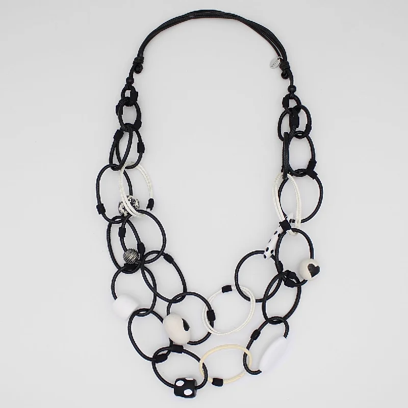 women necklace sets -Black and White Casey Link Necklace