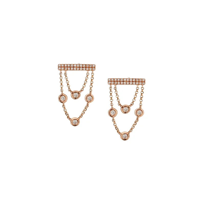 women gold hoop earrings -BEZEL SET DIAMOND CHAIN LINK EARRINGS