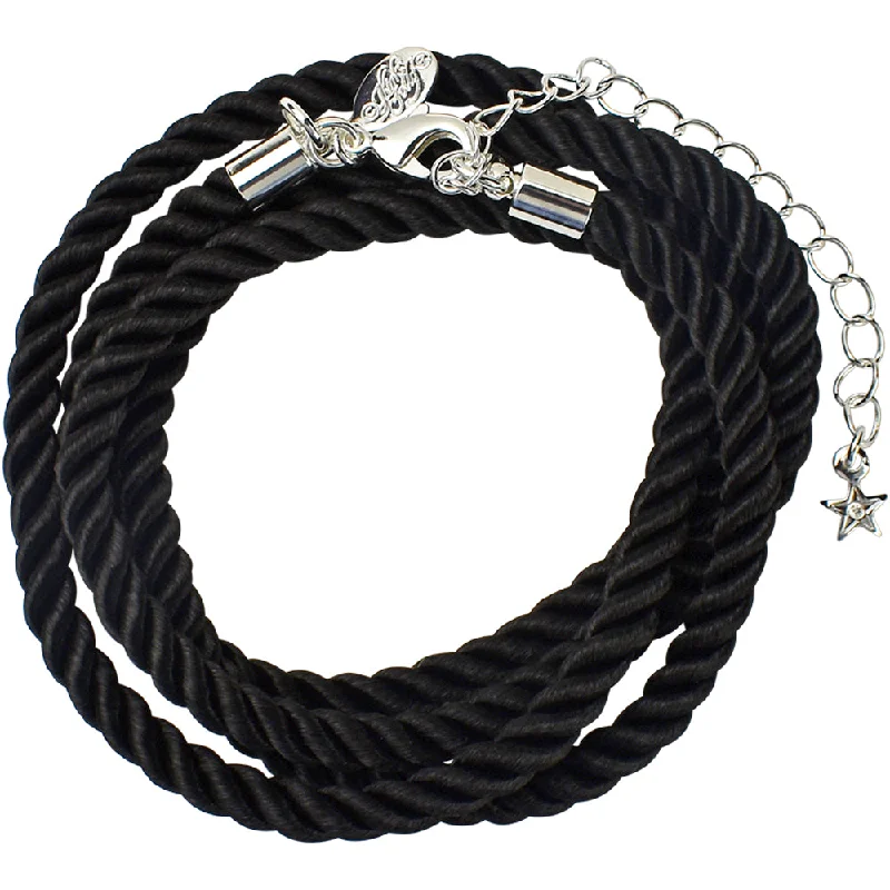 Affordable necklaces for women -Twisted Sister 18" Cord Necklace (Sterling Silvertone/Black)