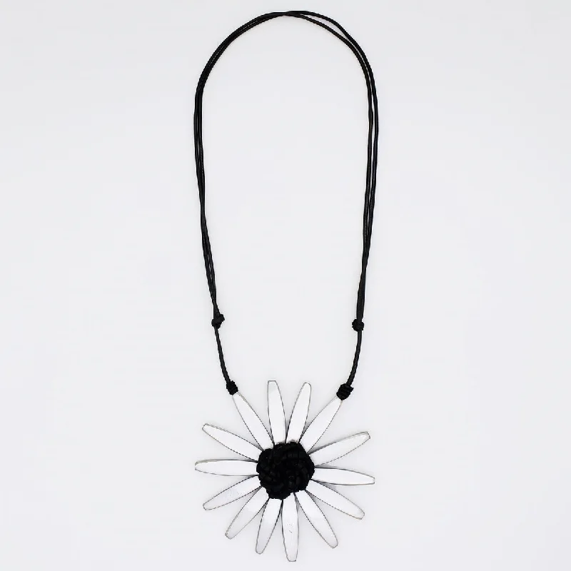 women long chain necklaces -Silver Amaya Flower Statement Necklace