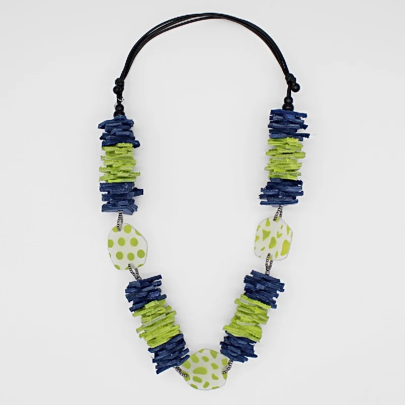 women modern necklaces -Lime Green Leather Valencia Necklace