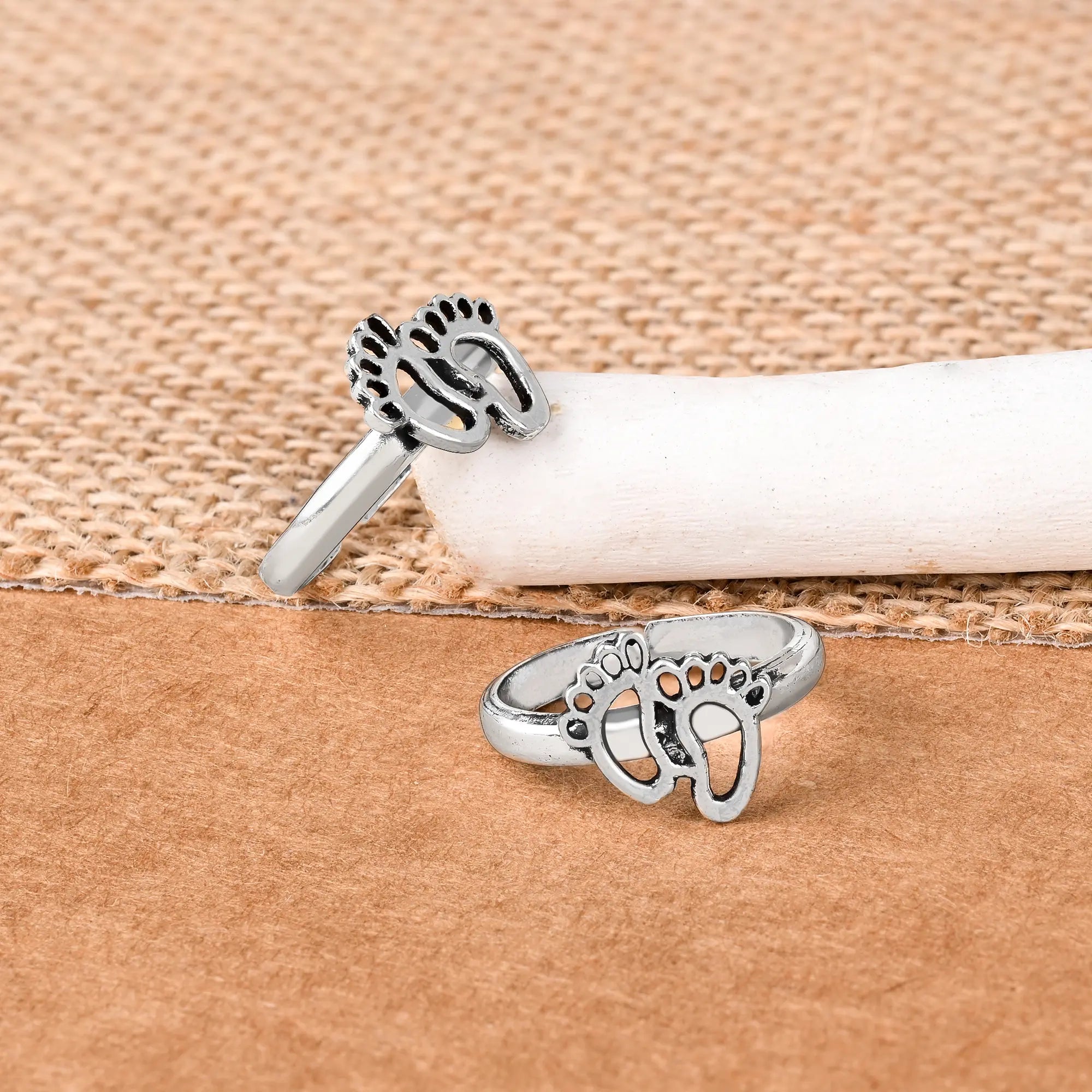 women trendy beaded engagement rings -Little Feet Silver Toe Ring