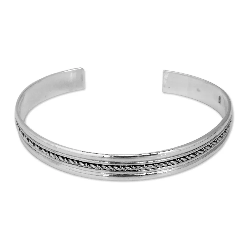 women oversized bangles and bracelets -Novica Handmade Perfect Harmony Sterling Silver Cuff Bracelet