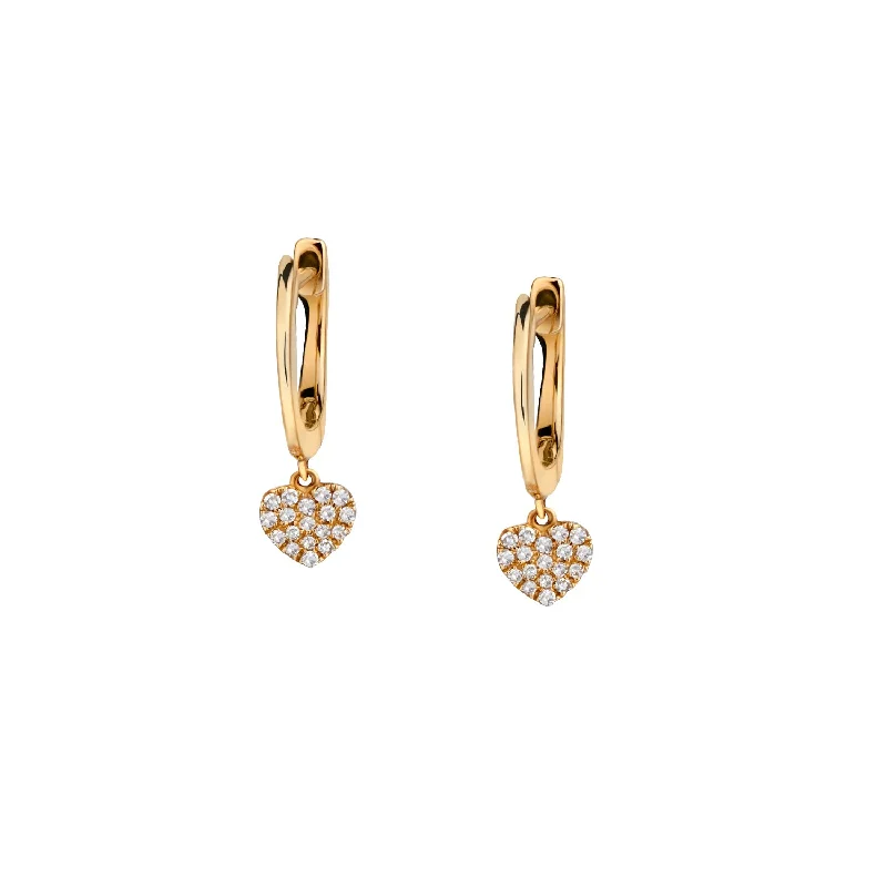 women multi-colored earrings -PAVÉ DIAMOND DROP HEART EARRINGS