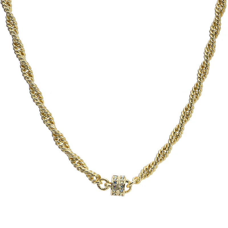 women necklace with initials -Ritzy Rope Weave Magnetic 18" Interchangeable Necklace (Goldtone)