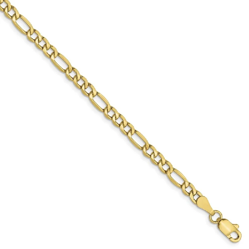 women elegant bangles and bracelets -10k Yellow Gold 3.5mm Semi-Solid Figaro Chain Bracelet, 7"