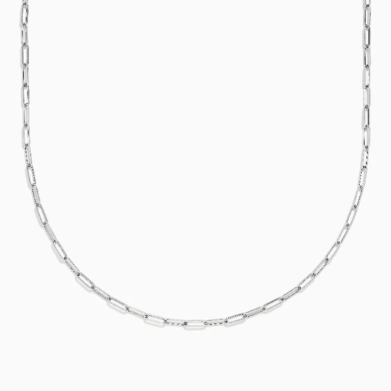 women choker necklaces -14K White Gold 18" 2.5mm Paperclip Necklace