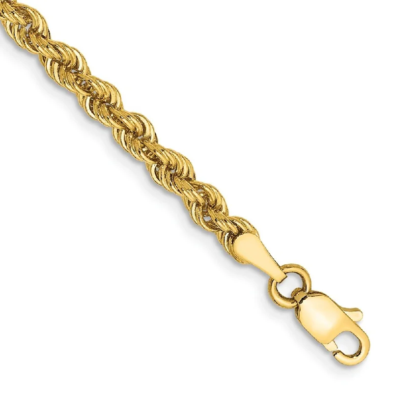 women trendy bangles and bracelets -14k Yellow Gold 3mm Regular Rope Chain Bracelet, 7"