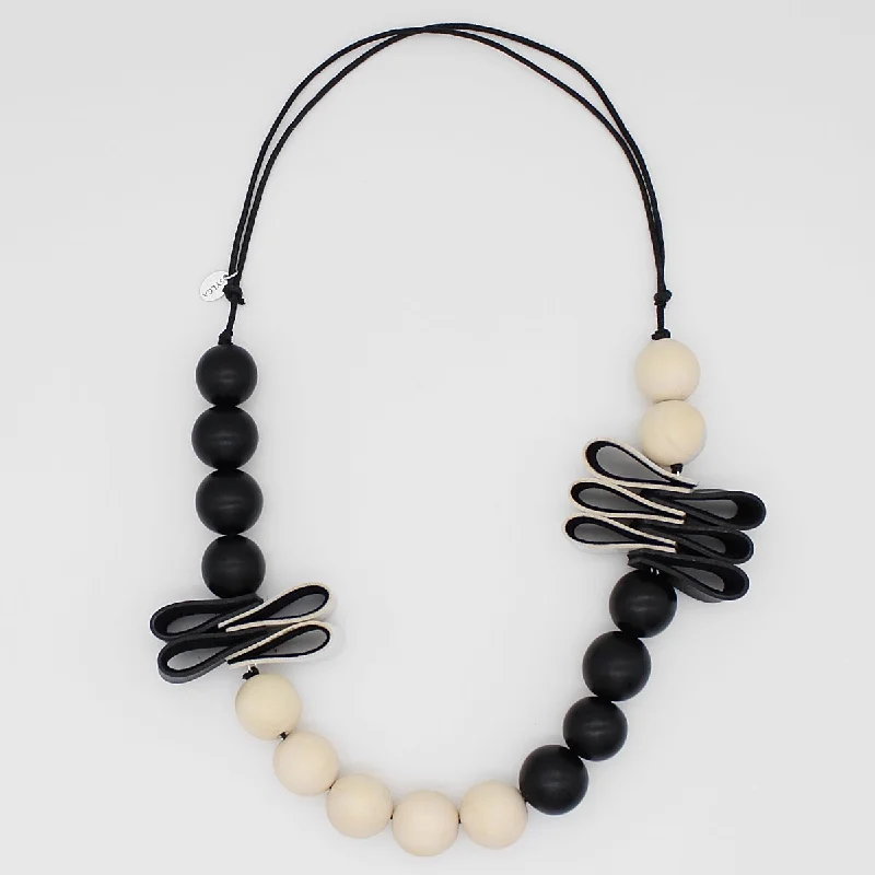 women elegant layered necklaces -Black Rustic Fusion Statement Necklace