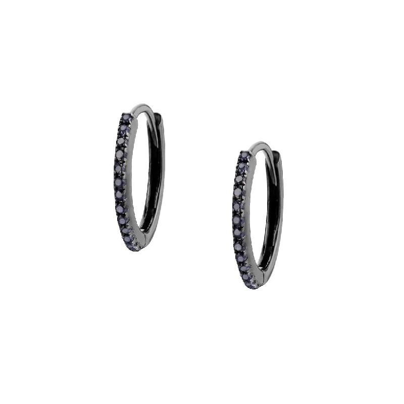 women minimalist earrings -BLACK DIAMOND HUGGIE EARRINGS