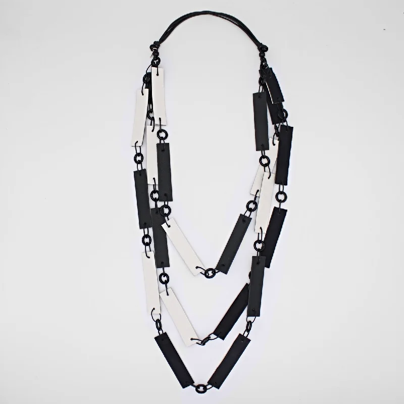 women adjustable necklaces -White Avalee Leather Necklace