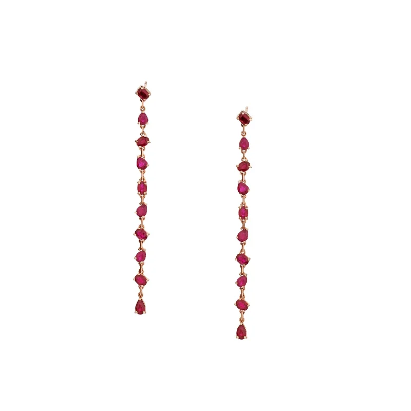 women clip-on earrings -RUBY DROP EARRINGS